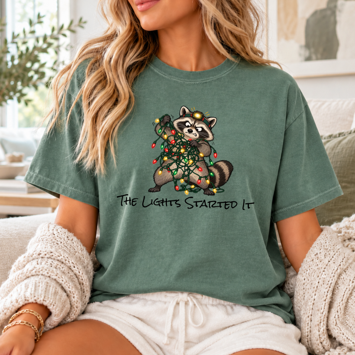 Funny Raccoon Christmas Shirt – Tangled Christmas Lights